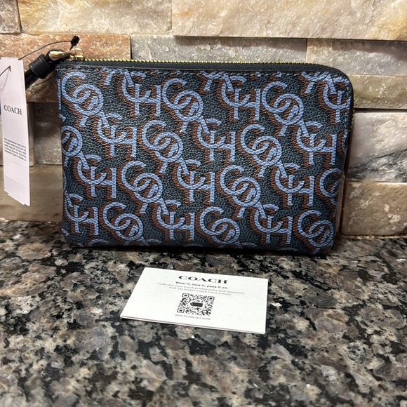 Coach blue and brown wristlet NWT - Picture 2 of 5